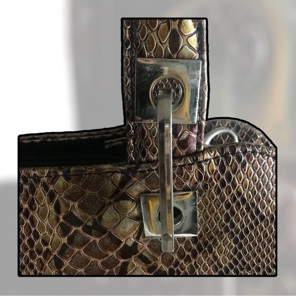 Leather Snake Print Bag Shouder/Hand Straps 12” x 8” - Picture 3 of 10